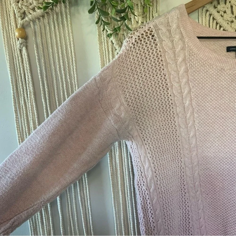 AMERICAN EAGLE Women's Two Toned Ombré Open Knit Sweater Pink Size Small